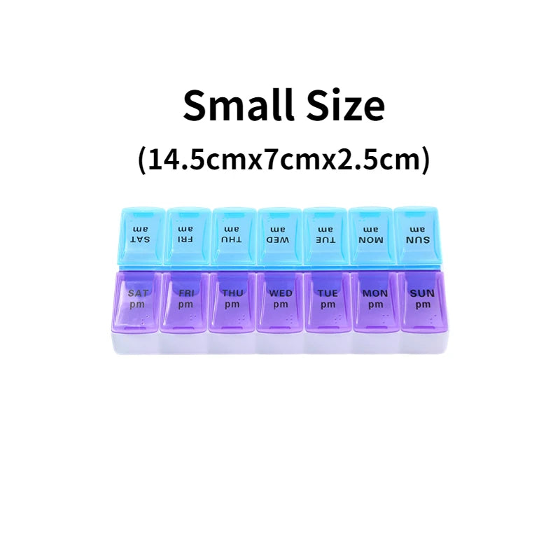 Weekly Portable Travel Pill Cases Box 7 Days Organizer 14 Grids Pills Container Storage Tablets Drug Vitamins Medicine Fish Oils