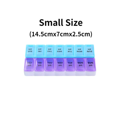 Weekly Portable Travel Pill Cases Box 7 Days Organizer 14 Grids Pills Container Storage Tablets Drug Vitamins Medicine Fish Oils