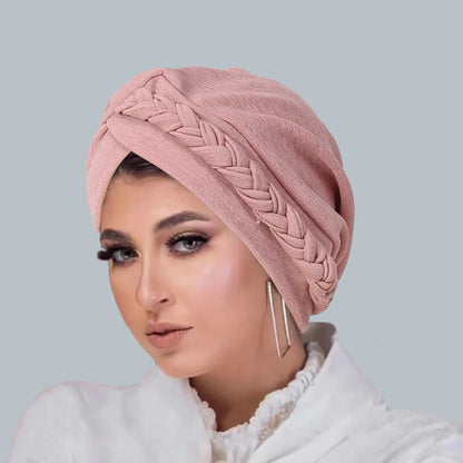 Lady Rural Girl Solid Women Bandanas Stretchy Turban Cap Female Chemotherapy Headwear Braid Hat Polyester Caps SE009