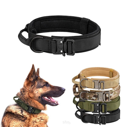 Tactical Dog Collar with Metal Buckle – Breathable Nylon for Medium & Large Dogs