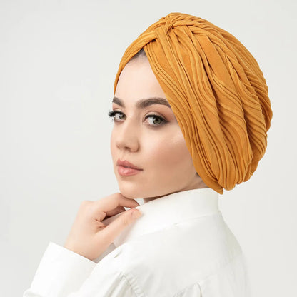 Women Stretchy Knot Turban Muslim Hat islamic inner Hijab Caps Head Scarf Bonnet Hair Loss Chemo Caps Elastic Headband Turban