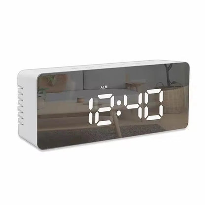 LED Mirror Digital Alarm Clock with Snooze & Temperature Display