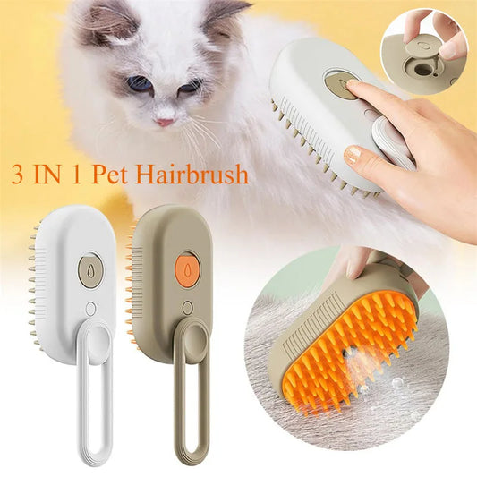 3-in-1 Pet Steam Brush – Spray, Massage & Hair Removal Comb