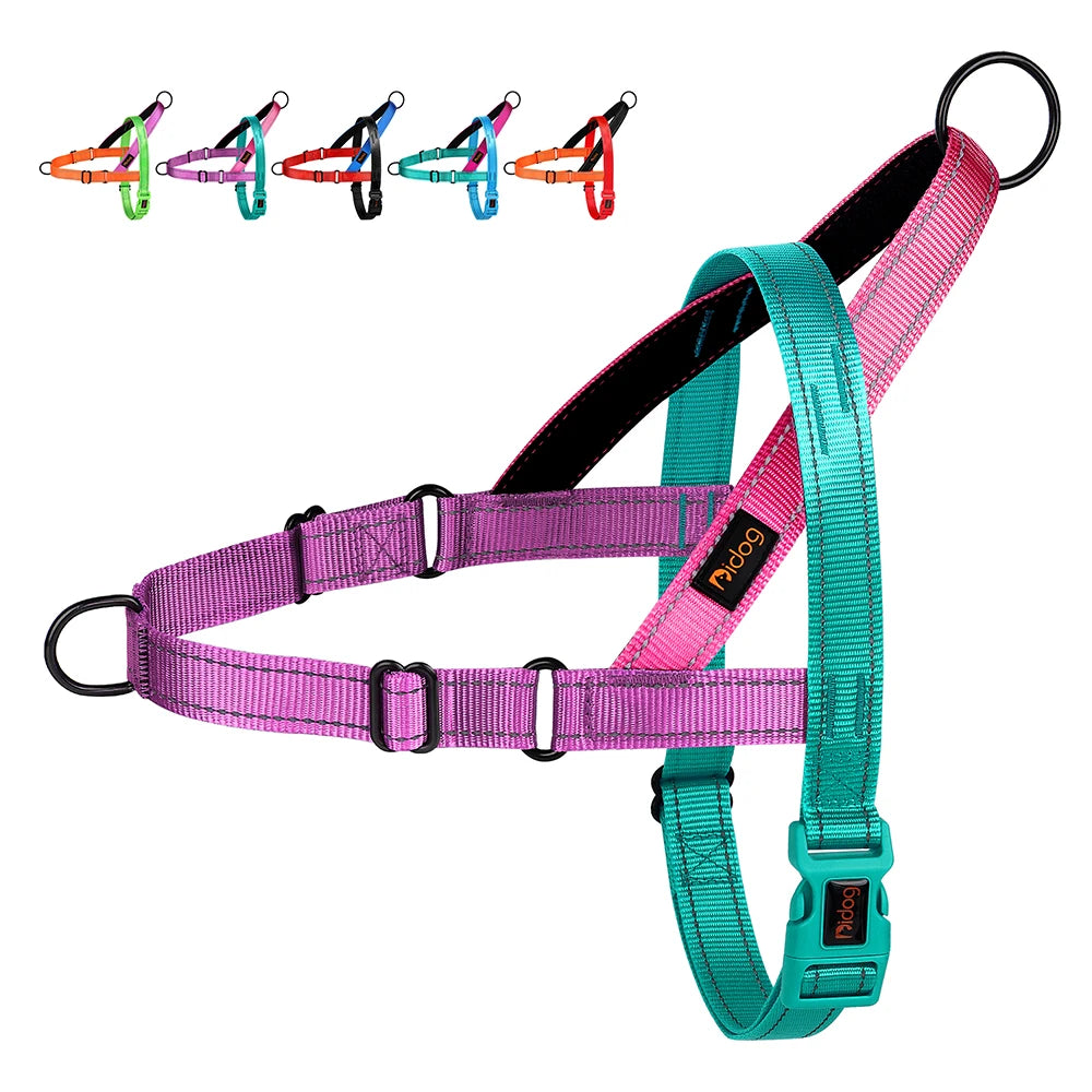 Reflective Nylon Dog Harness – No Pull Adjustable Walking Vest