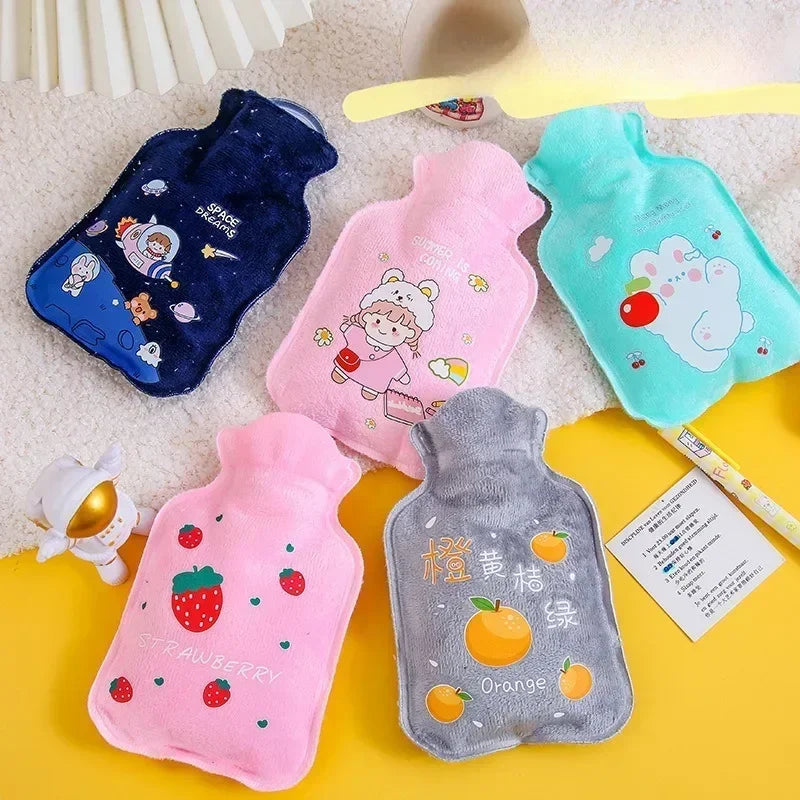 Tummy Warmers Hot Water Bottle Rubber Bag Cute Cartoon Warm Relaxing Safe Heat Cold Large Plush Cloth Hot Water Bag