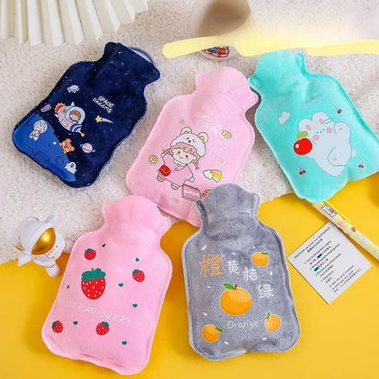 Tummy Warmers Hot Water Bottle Rubber Bag Cute Cartoon Warm Relaxing Safe Heat Cold Large Plush Cloth Hot Water Bag