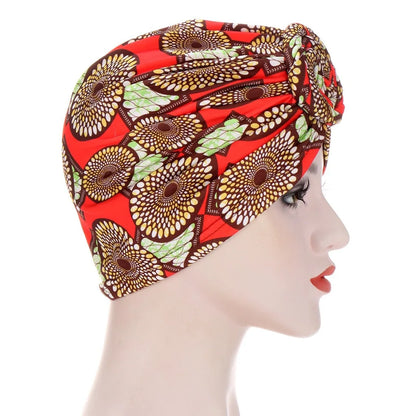 Lady Bandanas Girl Women African Tradition Circle Design Stretchy Turban Cap Female Chemotherapy Headwear Braid Hat HT241