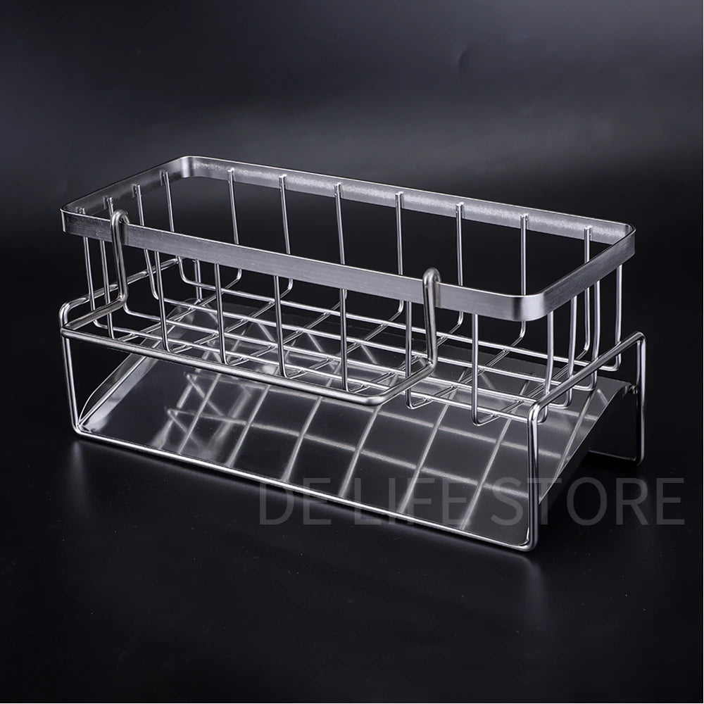 Stainless Steel Sink Shelf – Self-Draining Soap & Sponge Organizer