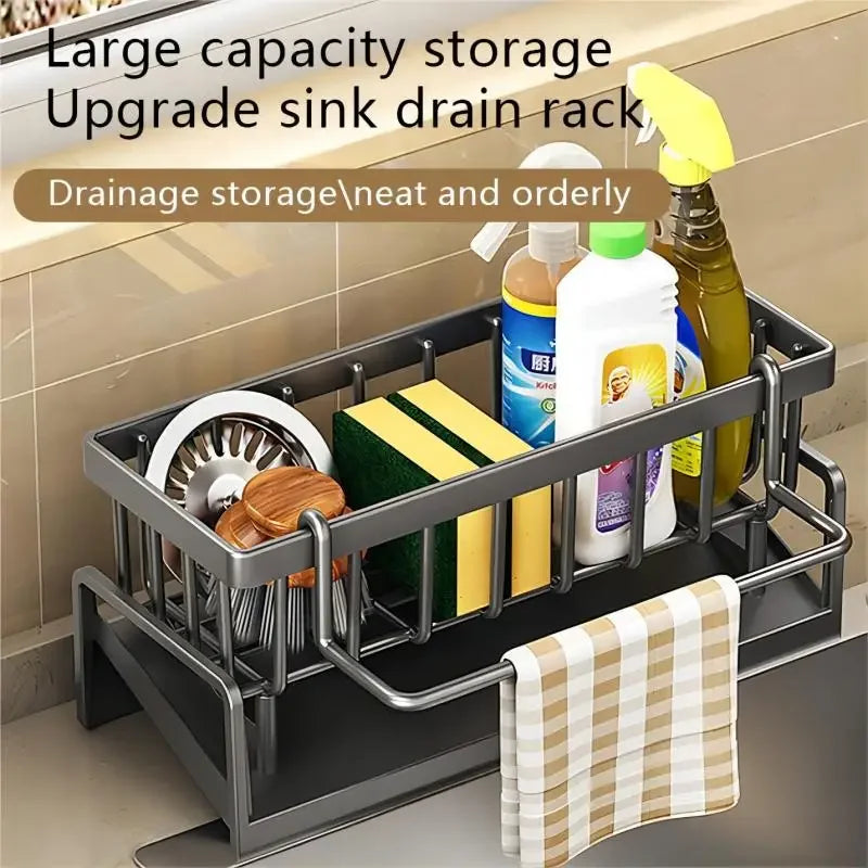 4-in-1 Sink Caddy Sponge Holder – Soap Rack & Dish Cloth Hanger