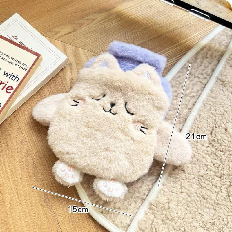 Kawaii Insulation Hot Water Bottle Plush Rubber Hand and Foot Belly Warmer Explosion-proof Hot Water Bag for Women Period Cute