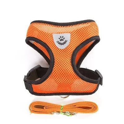 Adjustable Cat Dog Harness with Lead Leash – Reflective Mesh Vest