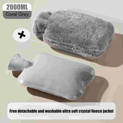 2000ml Winter Plush Hot Water Bag PVC Explosion proof and Heat resistant Hand Warm Waist Bag Suitable for Home Bedding Gifts