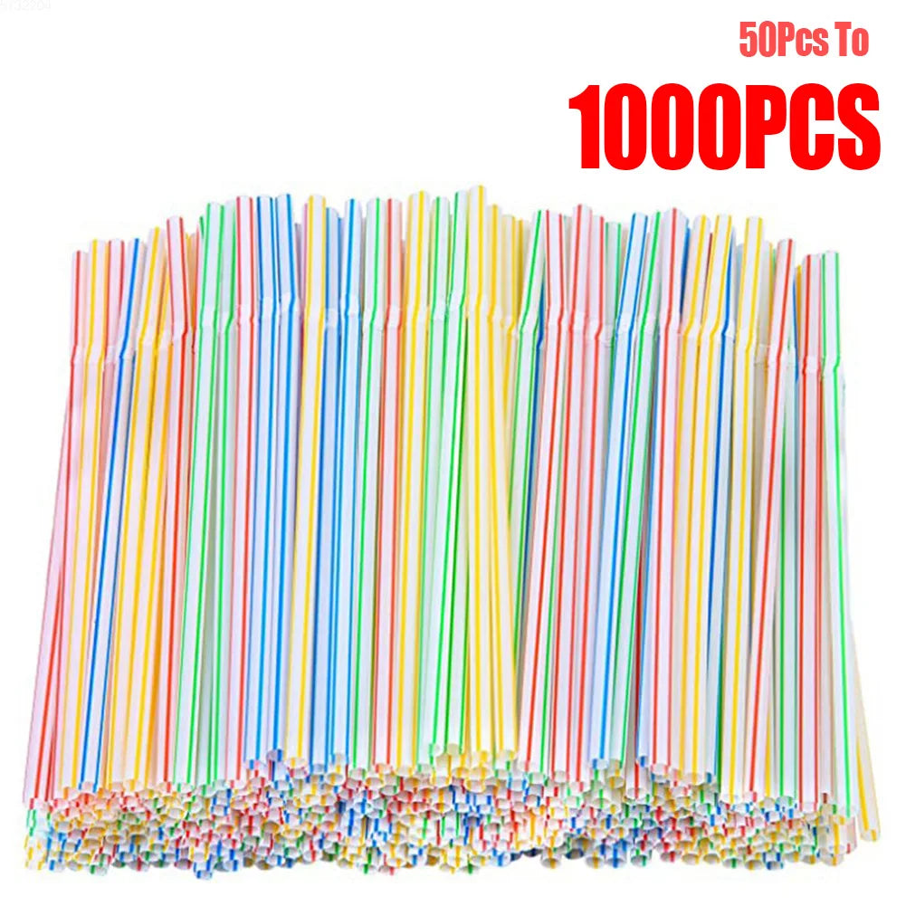 Colorful & Black Drinking Straws – Flexible Party Supplies