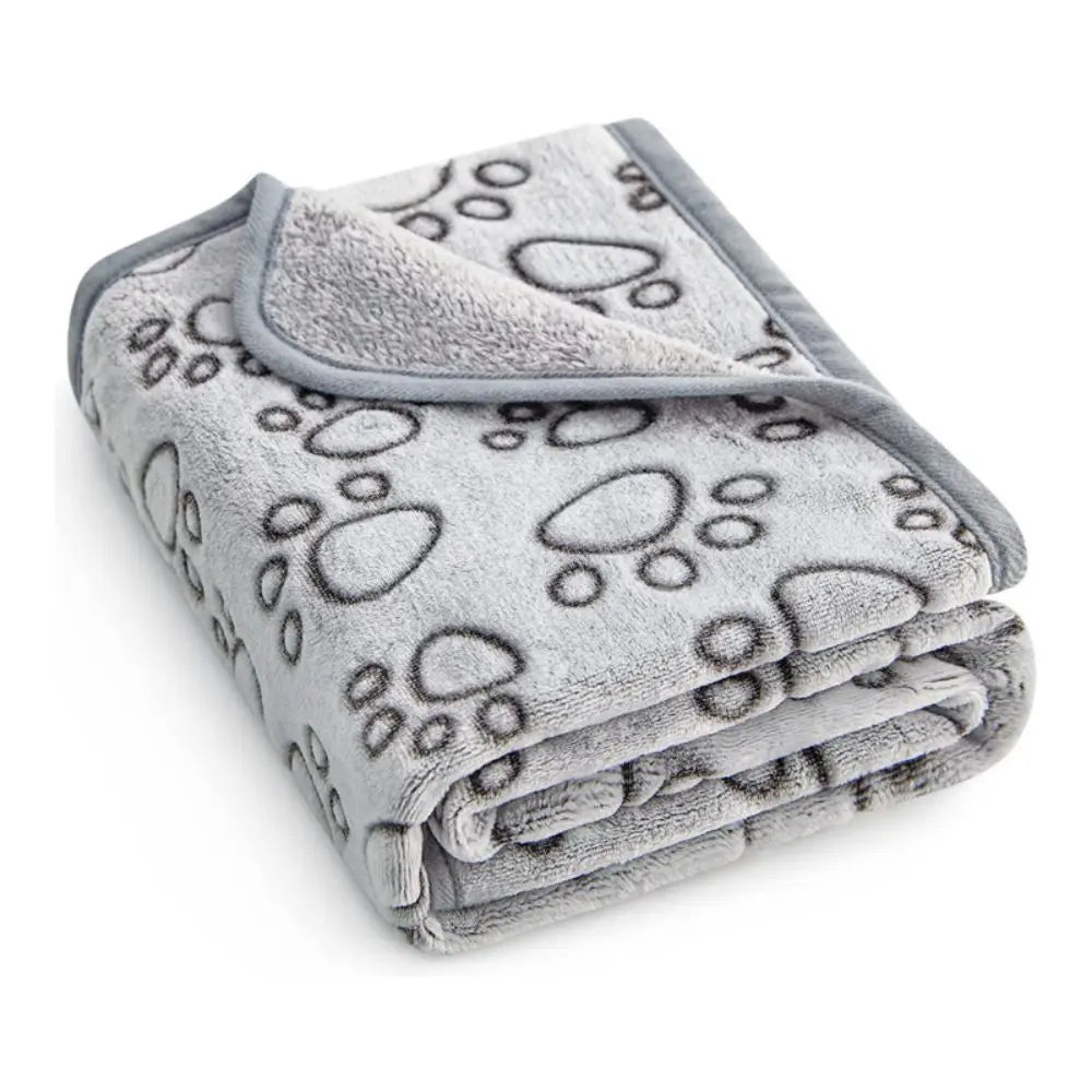 Soft Grey Paw Dog Blanket – Washable & Warm Pet Mat for Cats & Dogs