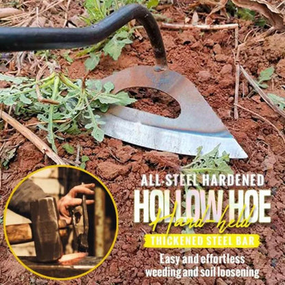 All-Steel Hardened Hollow Hoe | Handheld Weeding Rake for Gardening & Farming