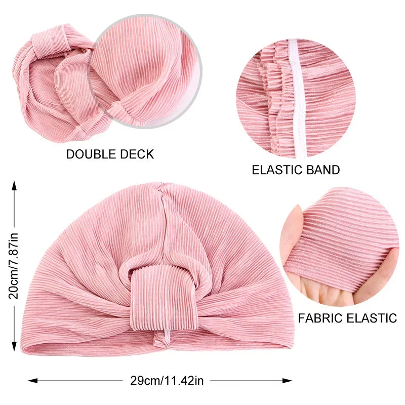 Women Stretchy Knot Turban Muslim Hat islamic inner Hijab Caps Head Scarf Bonnet Hair Loss Chemo Caps Elastic Headband Turban