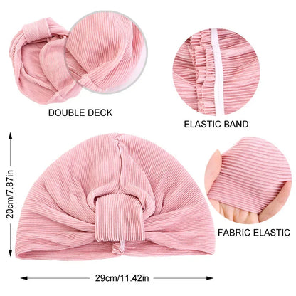 Women Stretchy Knot Turban Muslim Hat islamic inner Hijab Caps Head Scarf Bonnet Hair Loss Chemo Caps Elastic Headband Turban