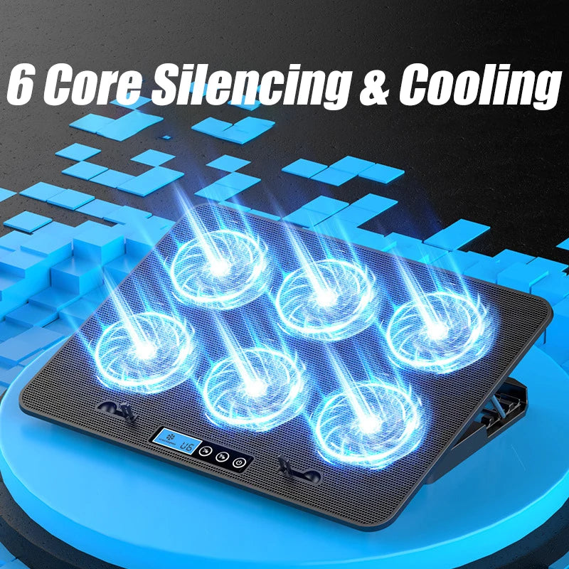 COOLCOLD A9 Gaming RGB Laptop Cooler 2 USB Ports 6 Fan Gaming Led Light Notebook Cooler For 13-18 Inch Stand For Laptop Macbook