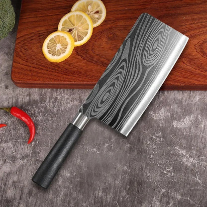 Laser Damascus Knife Set – Chef, Meat, Fruit Knives & Scissors