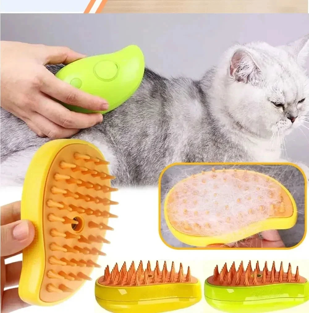 3-in-1 Pet Steam Brush – Spray, Massage & Hair Removal Comb