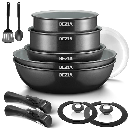 13-Piece Ceramic Cookware Set | Nonstick & Detachable Handles