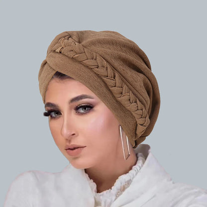 Lady Rural Girl Solid Women Bandanas Stretchy Turban Cap Female Chemotherapy Headwear Braid Hat Polyester Caps SE009