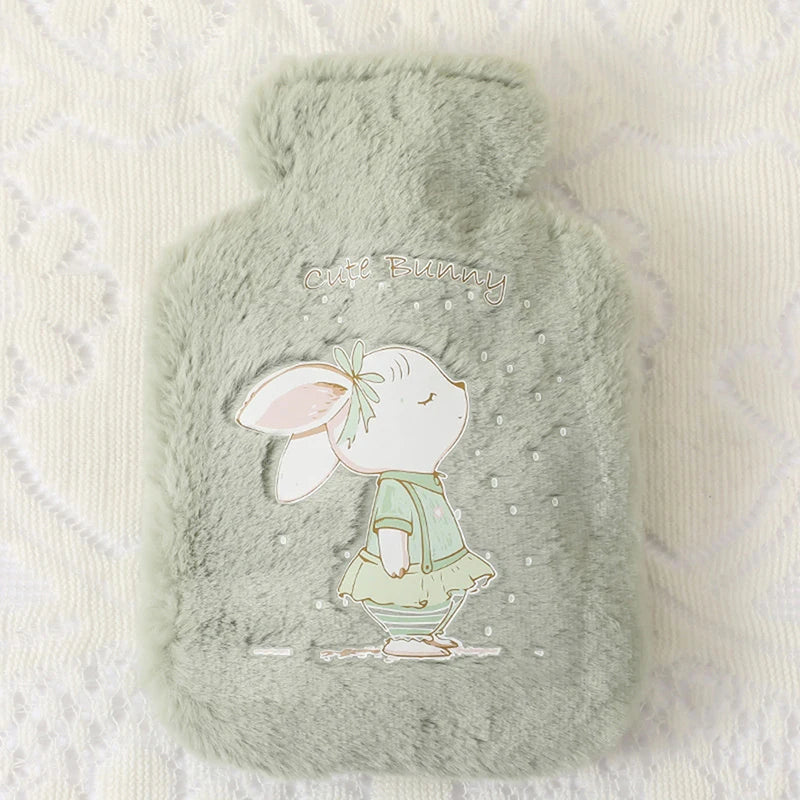 Cartoon Plush Rabbit Bear Hot Water Bottle Water Filling Velvet Small Portable Student Hand Warmer Cute Warm Water Bag