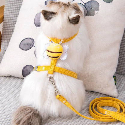 Adjustable Cartoon Bee Cat Harness with Leash – Dogs & Cats