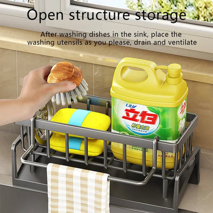 4-in-1 Sink Caddy Sponge Holder – Soap Rack & Dish Cloth Hanger