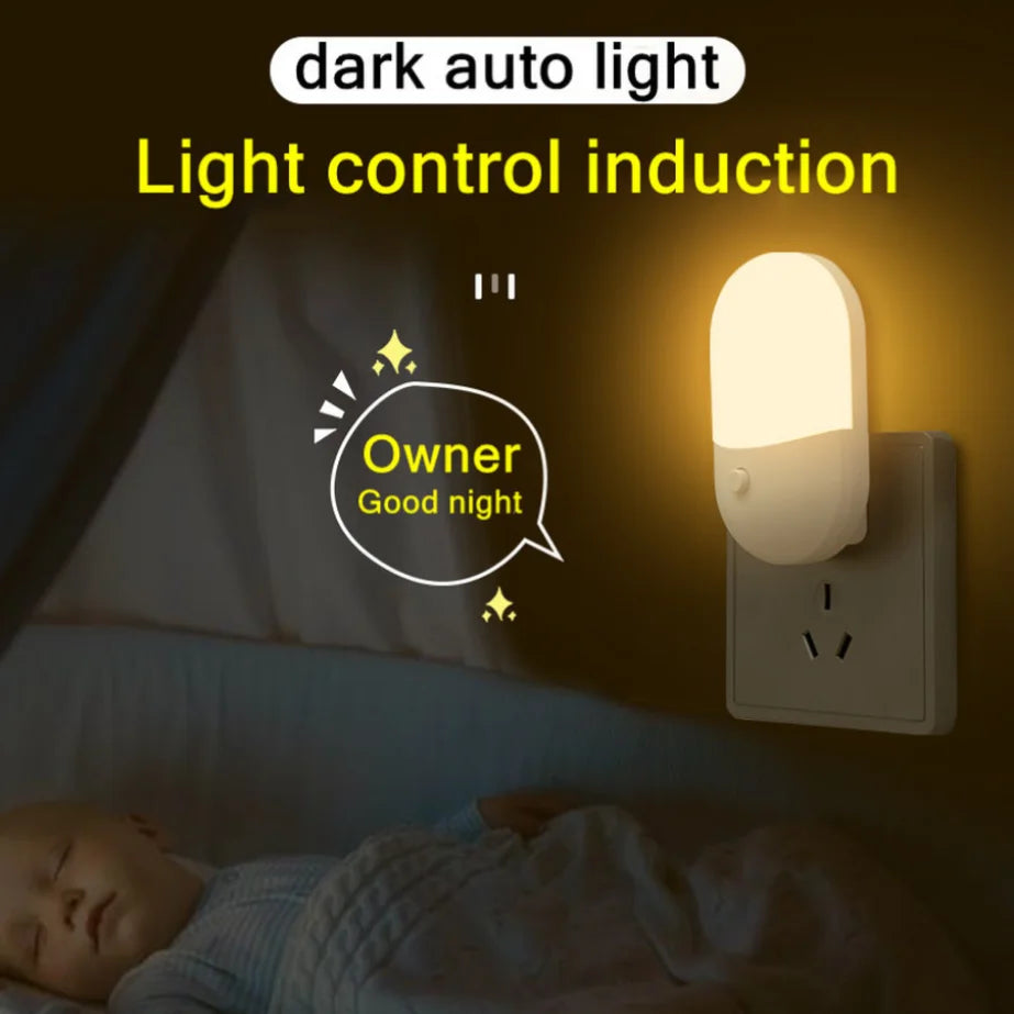 PaaMaa Bedside Lamp Night light EU US Plug LED Night Light AC220V Bedroom Lamp Gift for Children Cute Night Lamp For Corridor WC