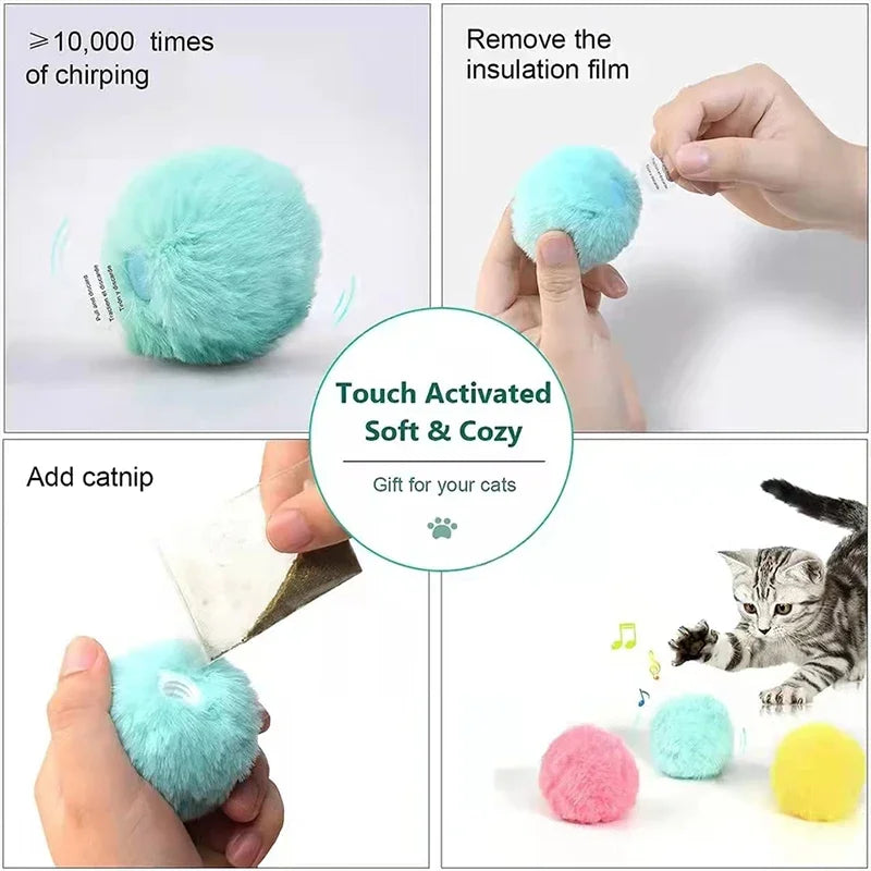 Interactive Cat Ball with Catnip & Squeak – Fun Training Toy for Kittens