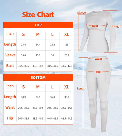 Anfilia Women Ski Thermal Underwear Set - Moisture-Wicking & Quick Dry