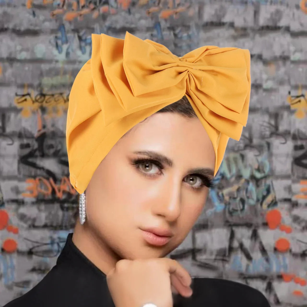 Trendy Big Bow Knot Turban Bonnets Women Stretchy Beanies Chemo Cap Head Cover Muslim Hijab Head Wrap Headscarf Turbante Mujer