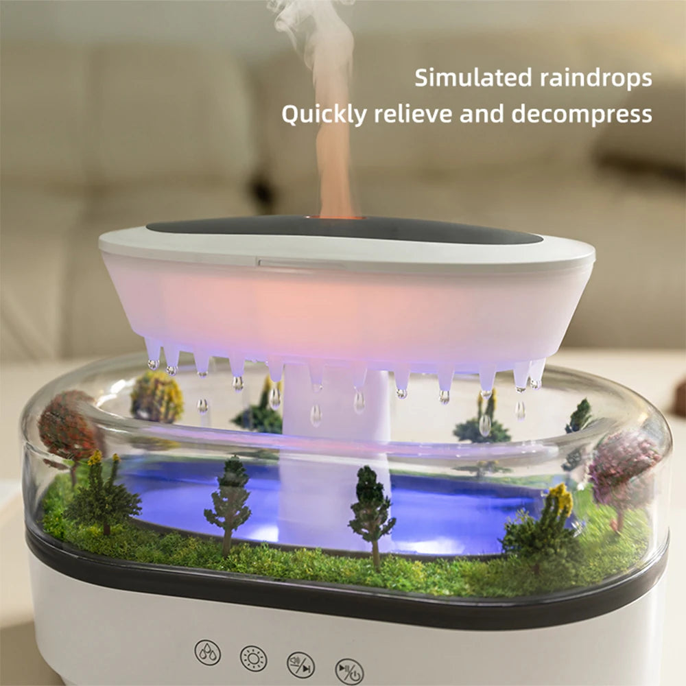 Aroma Humidifier Raindrop Air Humidifier Colorful Light White Noise Essemtial Oil Diffuser Home Ultrasonic Fragrance Diffuser