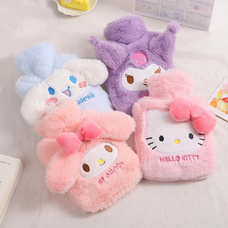 500ml Sanrio Plush Hot Water Bag Kawaii Hello Kitty Kuromi Cinnamoroll Melody Reusable Heating Hot Water Bottle Christmas Gift