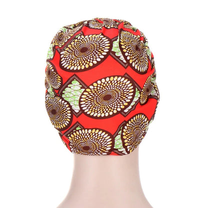 Lady Bandanas Girl Women African Tradition Circle Design Stretchy Turban Cap Female Chemotherapy Headwear Braid Hat HT241