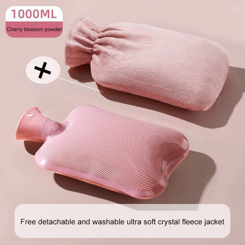 2000ml Winter Plush Hot Water Bag PVC Explosion proof and Heat resistant Hand Warm Waist Bag Suitable for Home Bedding Gifts