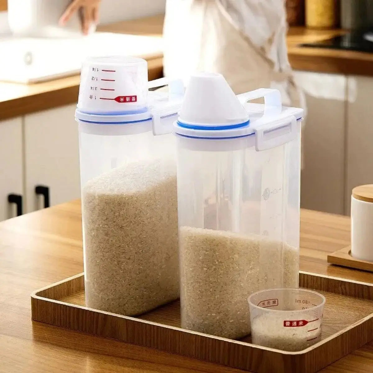 Rice Storage Canister with Measuring Cup | Moisture & Insect Proof