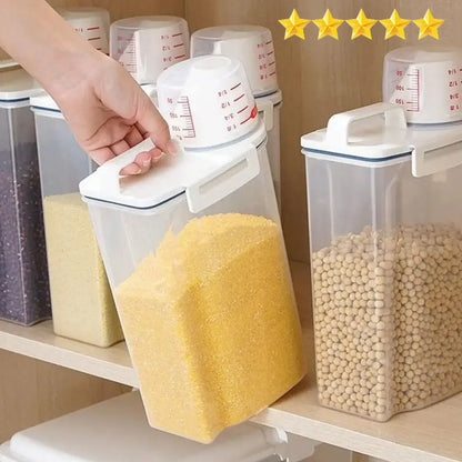 Rice Storage Canister with Measuring Cup | Moisture & Insect Proof