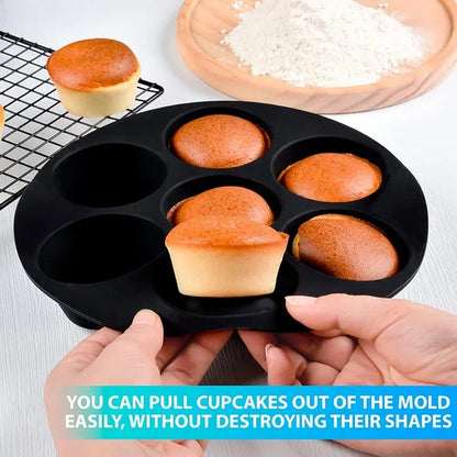 7-Hole Silicone Cake Mold | Air Fryer & Baking Accessory