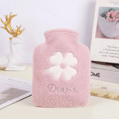 1pc Hot Water Bottle 500ml Water Filled Winter PVC Thickened Portable Warm Student Hand Warmer Plush Mini Warm Water Bag