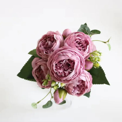 Artificial Peony & Rose Bouquet | Silk Flowers for Home & Wedding Decor