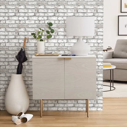 3D Whitewash Brick Tile Stickers – Water & Mold Resistant, 30cm x 30cm