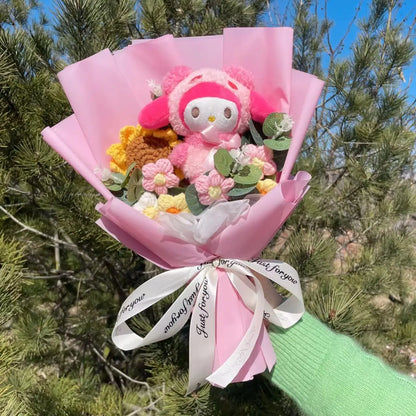 Kawaii Hello Kitty Doll with Artificial Flowers | Sanrio Bouquet Gift