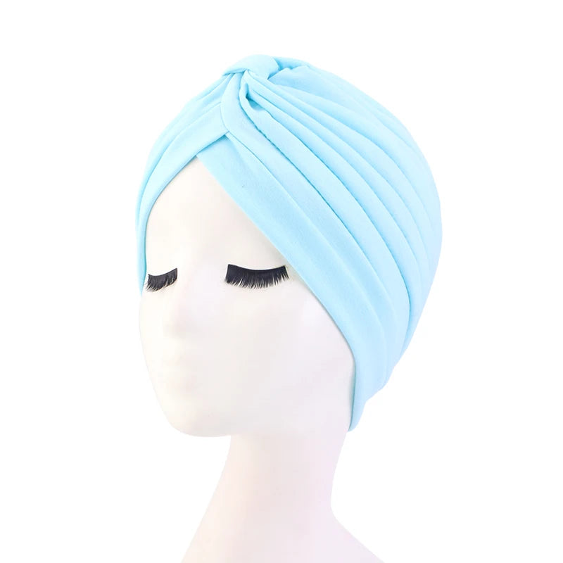 New Women Muslim Turban Cap Wrap Head Scarf Knotted Headbands bonnet Girls Stretchy Bandanas Chemo Indian Cap islamic hijab