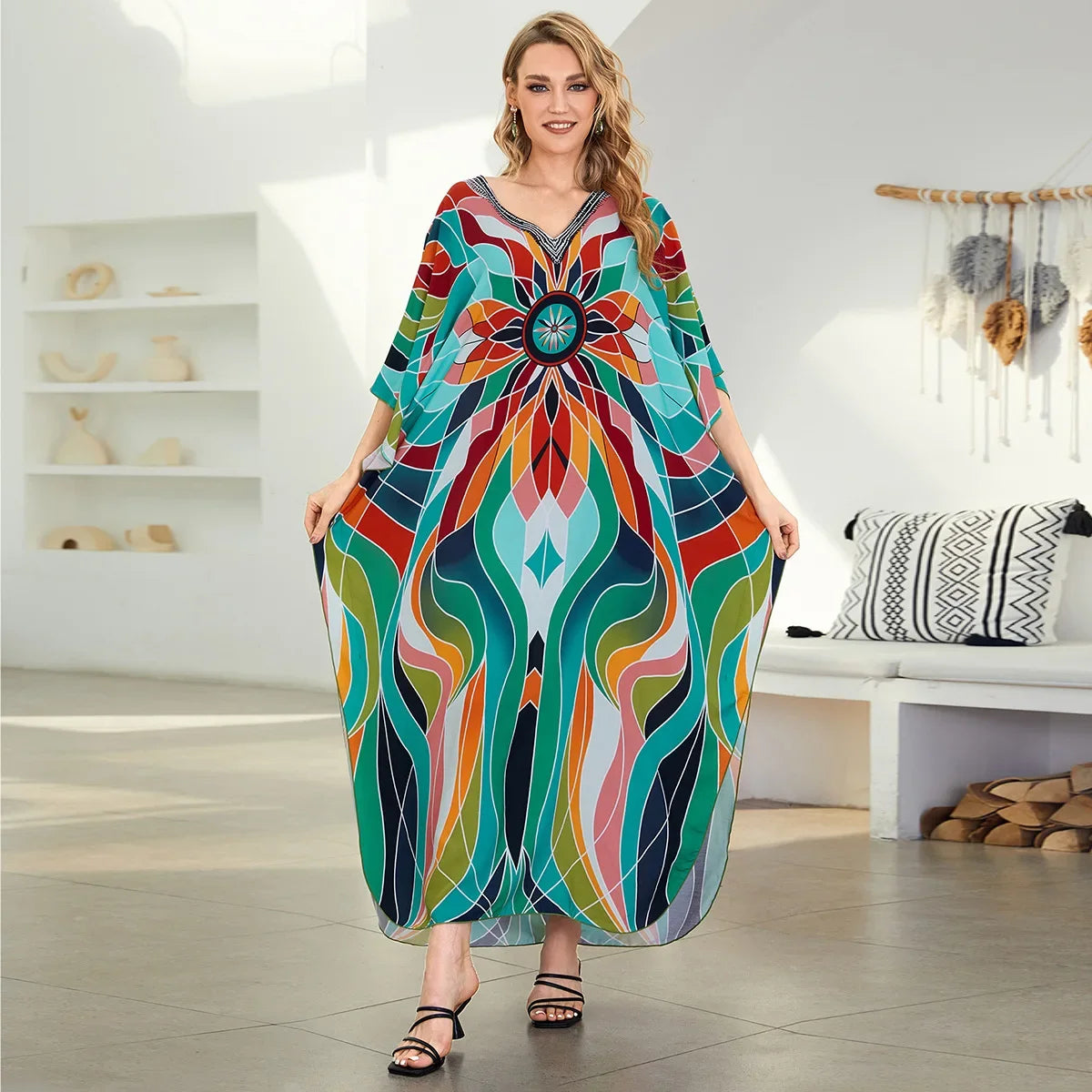 Beach Cover Ups for Swimwear Women African Printed Kaftans Summer Holiday Bathing Suits Factory Supply Dropshipping