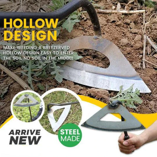 All-Steel Hardened Hollow Hoe | Handheld Weeding Rake for Gardening & Farming