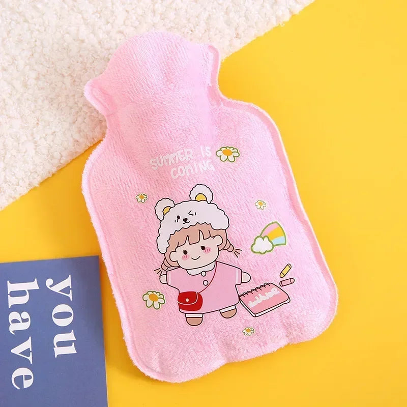 Tummy Warmers Hot Water Bottle Rubber Bag Cute Cartoon Warm Relaxing Safe Heat Cold Large Plush Cloth Hot Water Bag