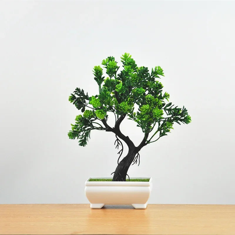 Artificial Potted Bonsai Trees & Flowers for Home & Garden Decor