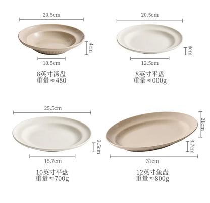 Cream Style Ceramic Bowl Set | High-End Japanese & Chinese Tableware, Kitchen Accessories